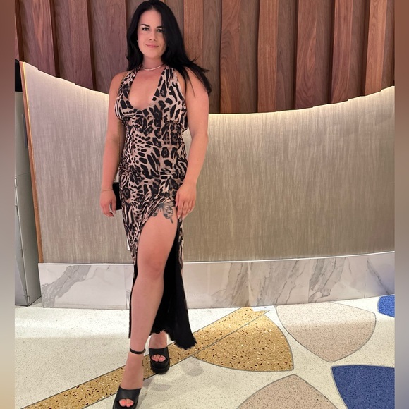 COPY - ASOS cheetah halter mesh dress - Picture 1 of 3
